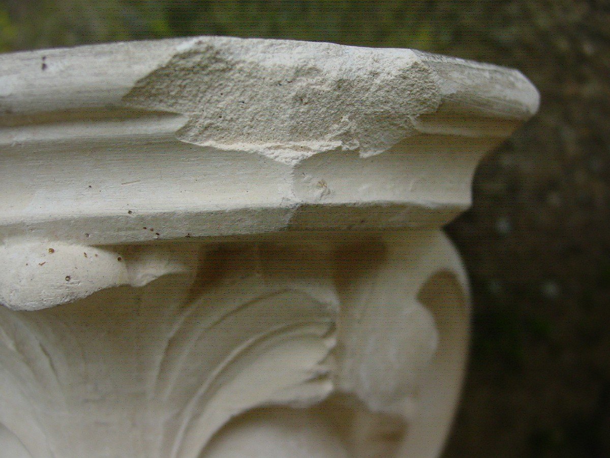Pair Of Neo-renaissance Plaster Consoles Around 1900 Gothic-photo-1