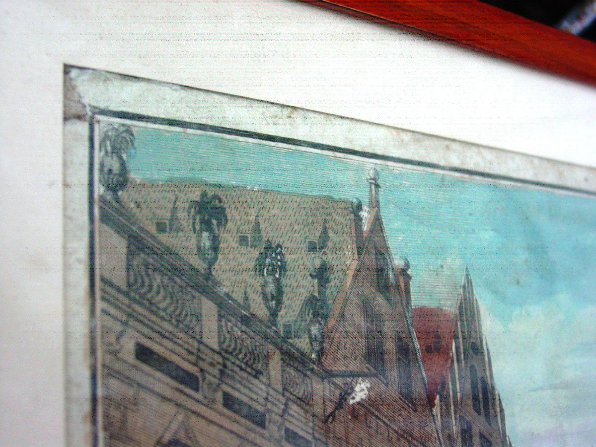 Augsburg, Bread Market, Jf Probst Fine 18th Colored Engraving Augsburg Germany-photo-5