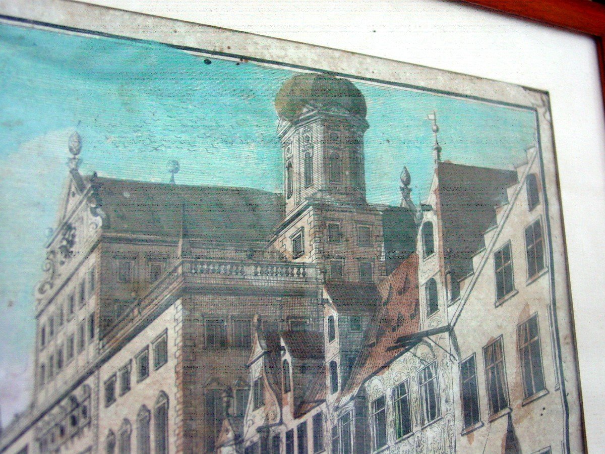 Augsburg, Bread Market, Jf Probst Fine 18th Colored Engraving Augsburg Germany-photo-7