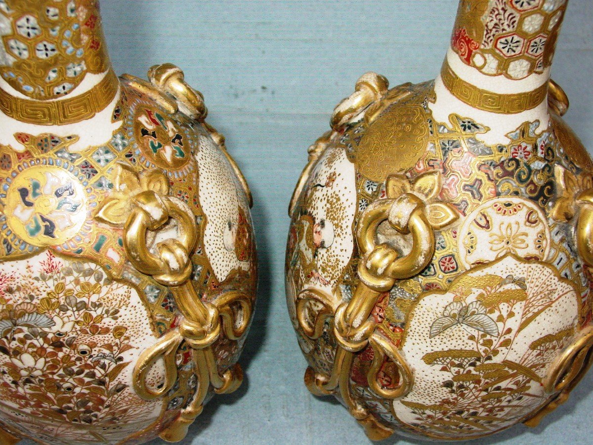Pair Of Vases Japan Satsuma Meiji Period Lamps
