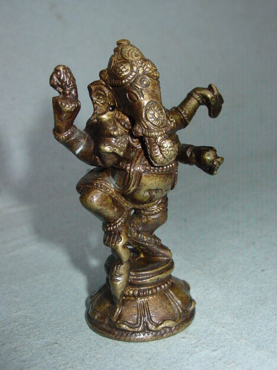 Ganesh In Bronze India From The 19th Century Traces Of Gilding-photo-2