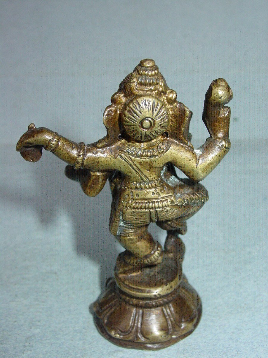 Ganesh In Bronze India From The 19th Century Traces Of Gilding-photo-1