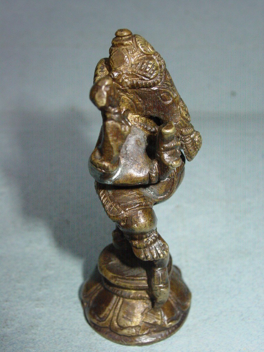 Ganesh In Bronze India From The 19th Century Traces Of Gilding-photo-2