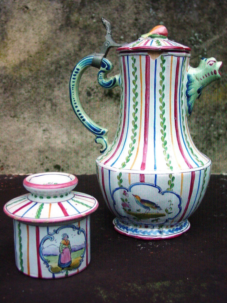 Earthenware Jug: A La Marquise De Sévigné - Royat - A. Rouzaud