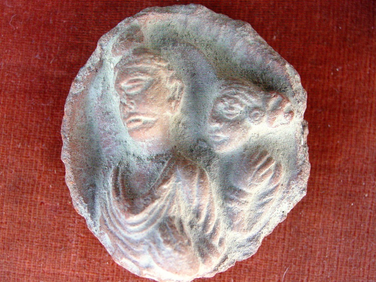 India Or Gandhara 3 Terracotta Artifacts, Schist-photo-3