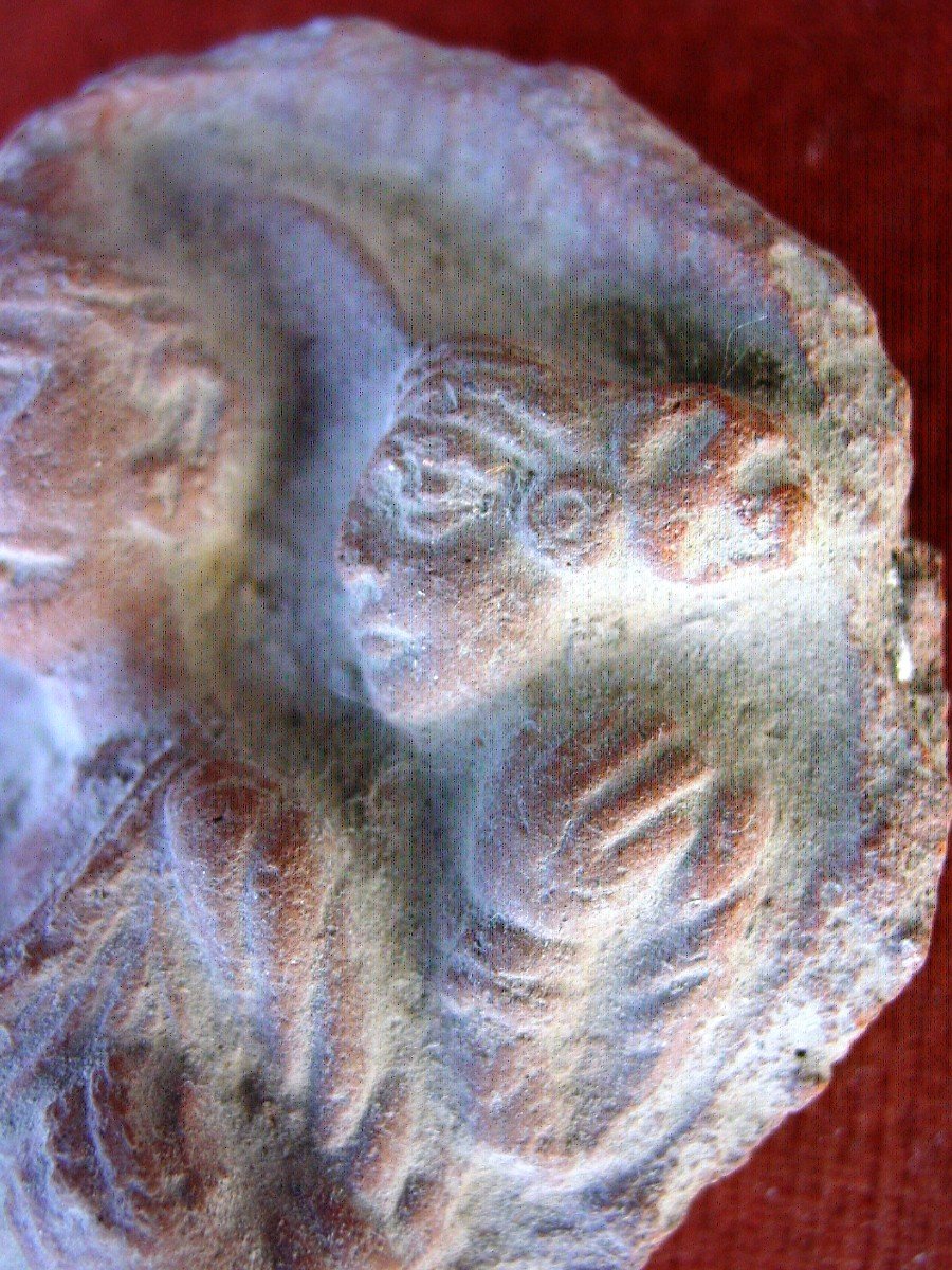 India Or Gandhara 3 Terracotta Artifacts, Schist-photo-4