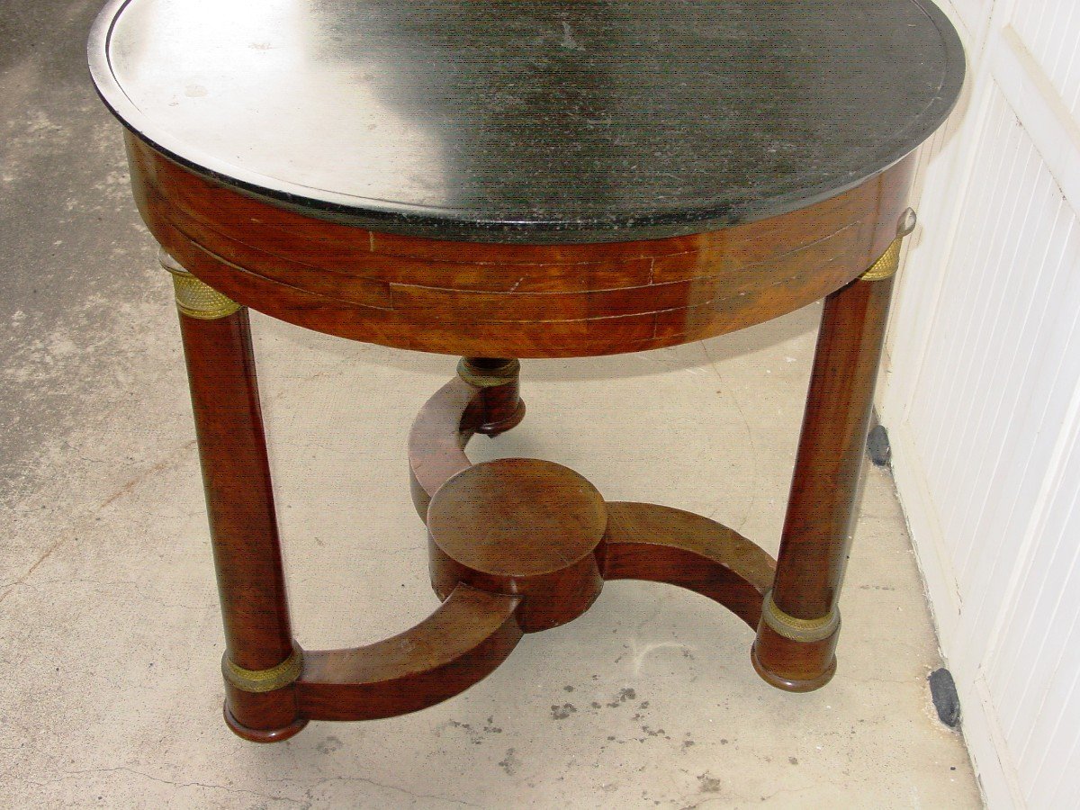 Empire Mahogany & Black Living Room Pedestal Table From Belgium-photo-4