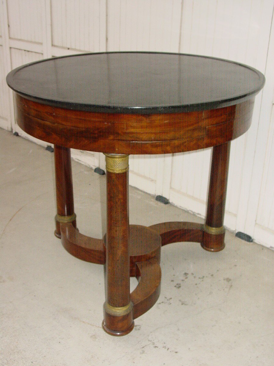 Empire Mahogany & Black Living Room Pedestal Table From Belgium-photo-3