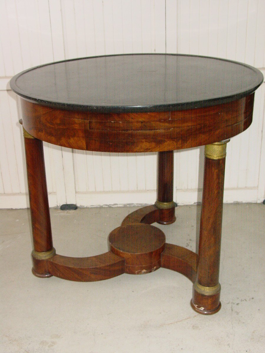 Empire Mahogany & Black Living Room Pedestal Table From Belgium