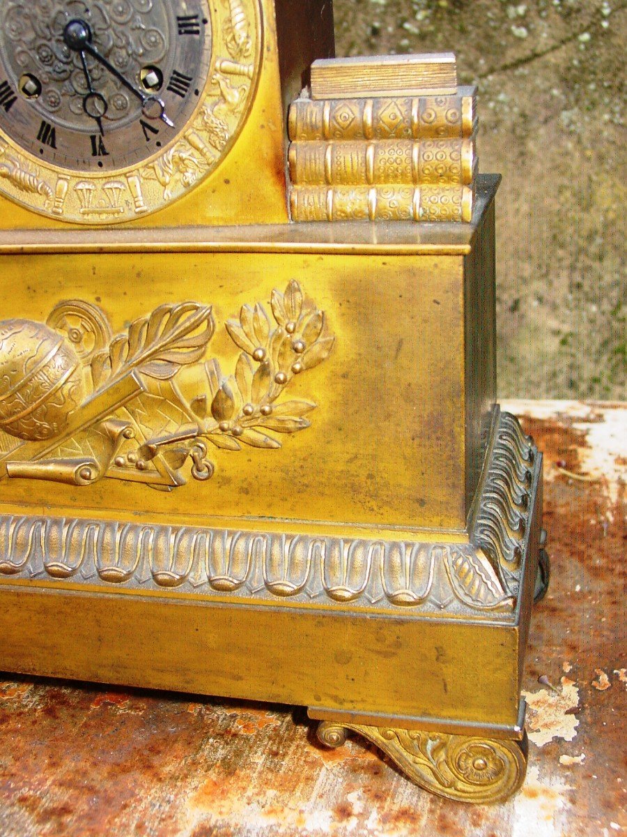 Gilt & Patinated Bronze Empire Clock Allegory Astrology - Astronomy -photo-3
