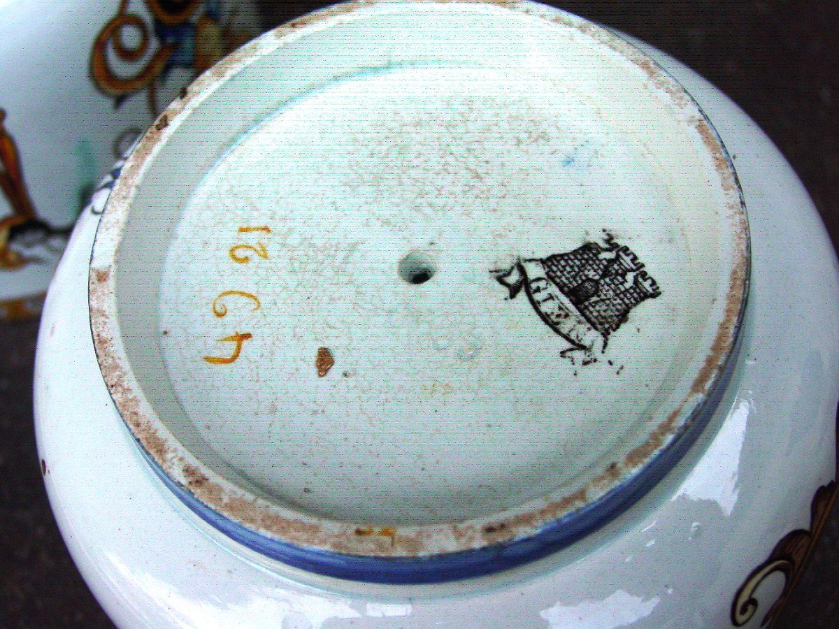 Paire Petits Cache-pots (ht 10,5 Cm.) Giens Décor Renaissance-photo-3