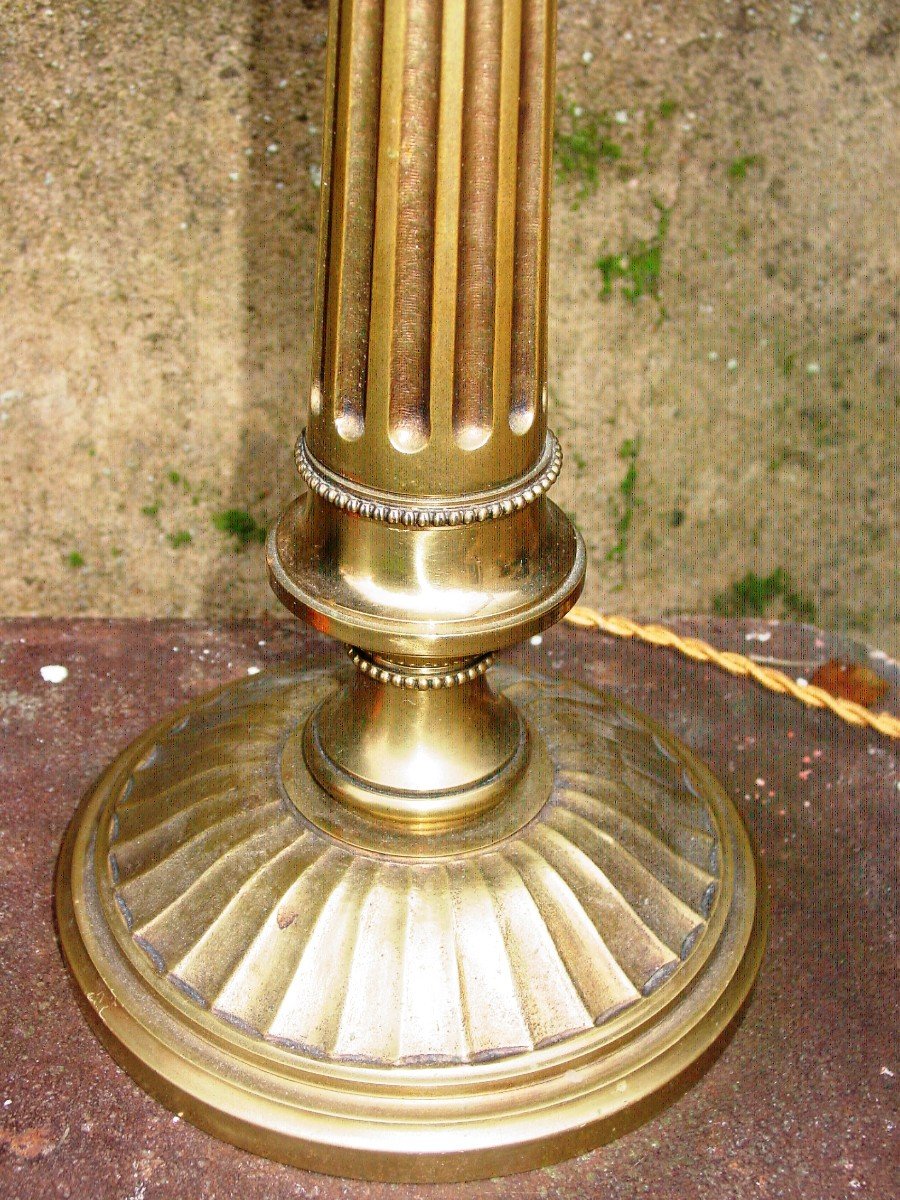Art Deco Patinated Bronze Lamp Base-photo-2
