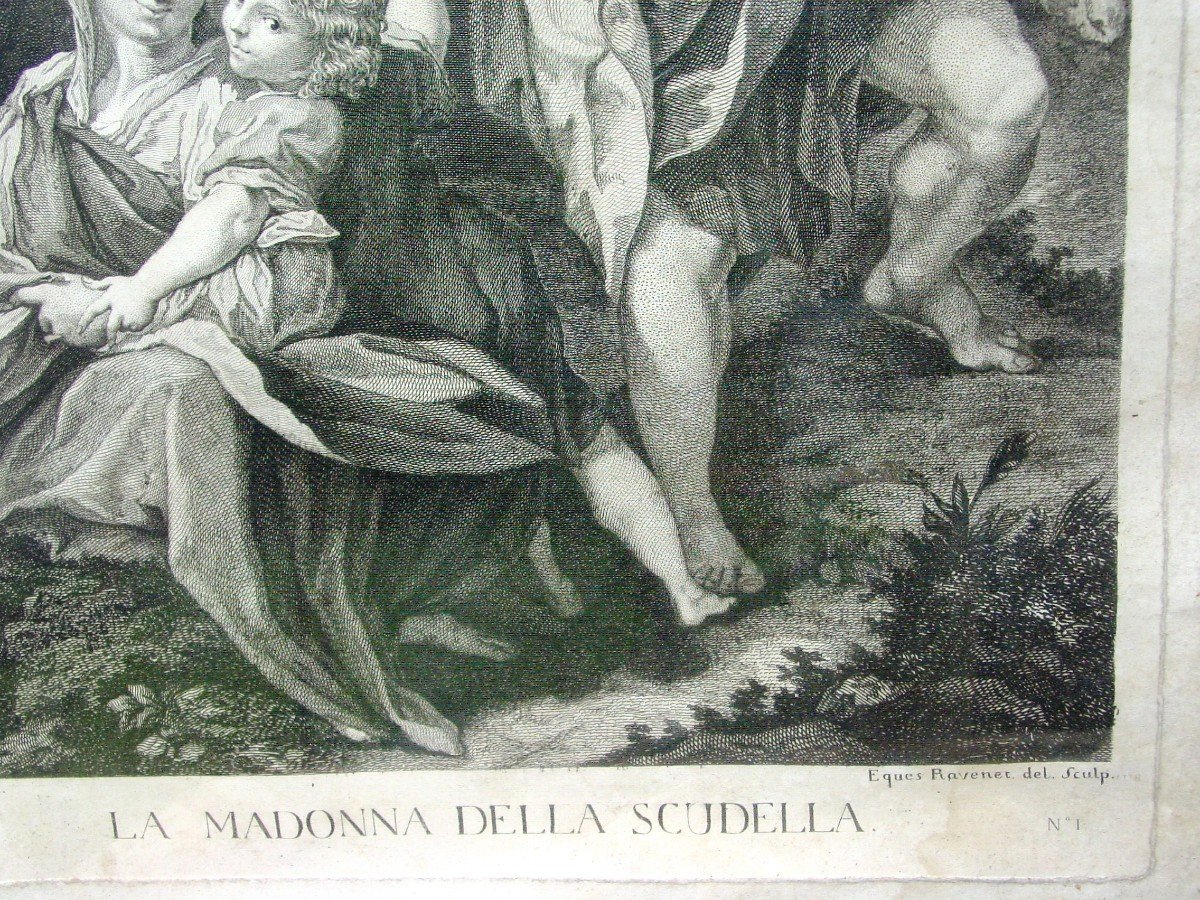 "the Madonna Della Scudella" By Ravenet (1706-1774) From Ap. Correggio -photo-3