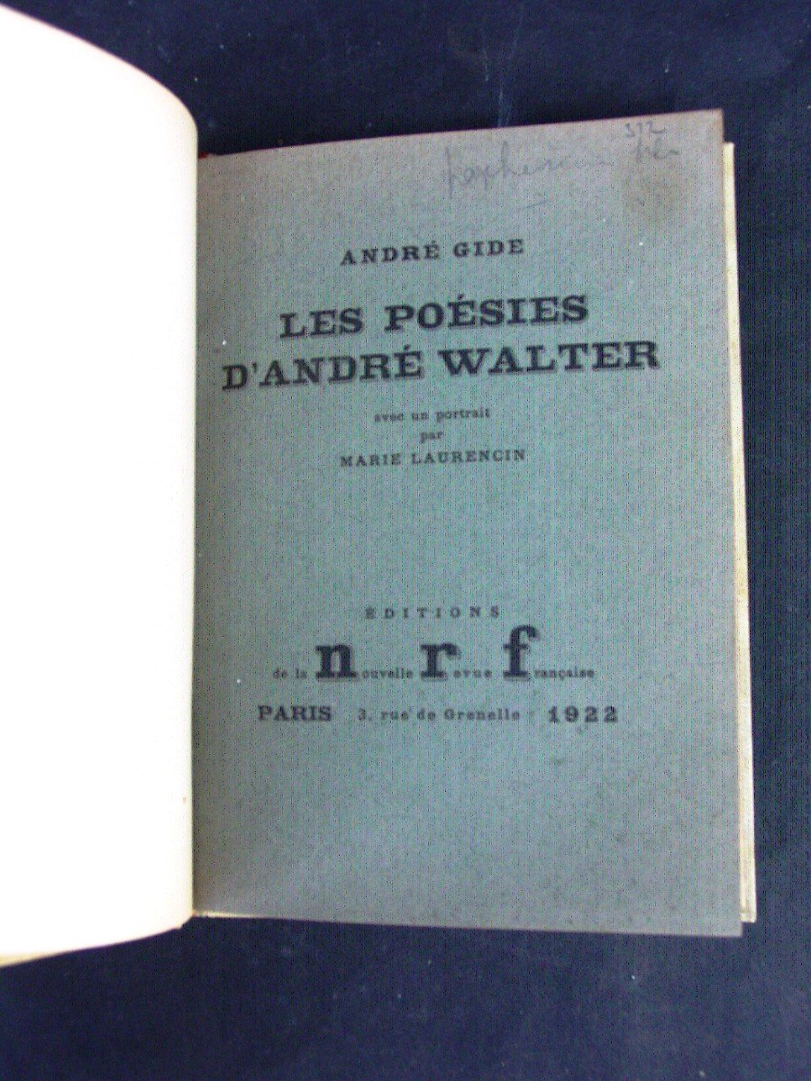 1922 André Gide: Poems Of André Walter" Frontispiece Marie Laurencin Chez Nrf-photo-3