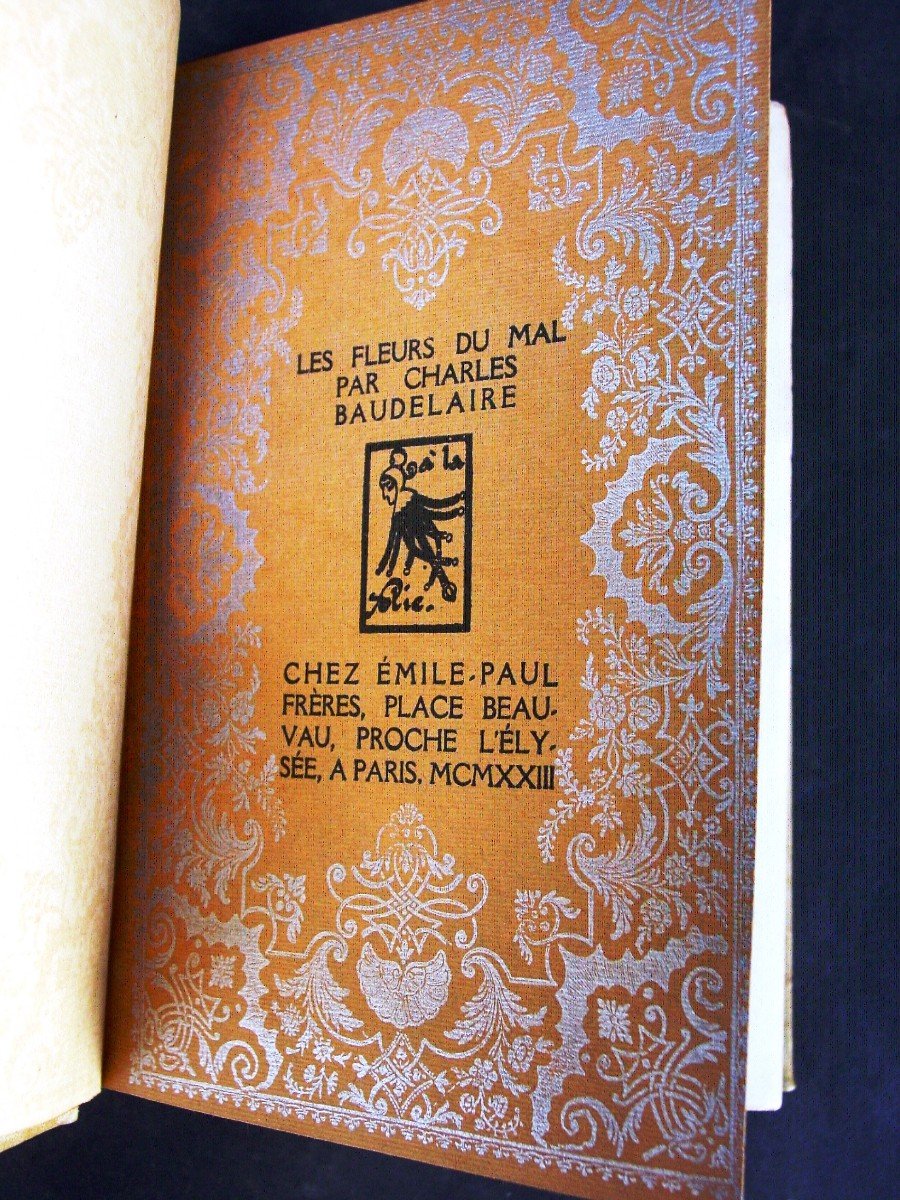 960/1500 "les Fleurs Du Mal" Ch. Baudelaire Chez Emile Paul 1923 relié Parchemin-photo-1