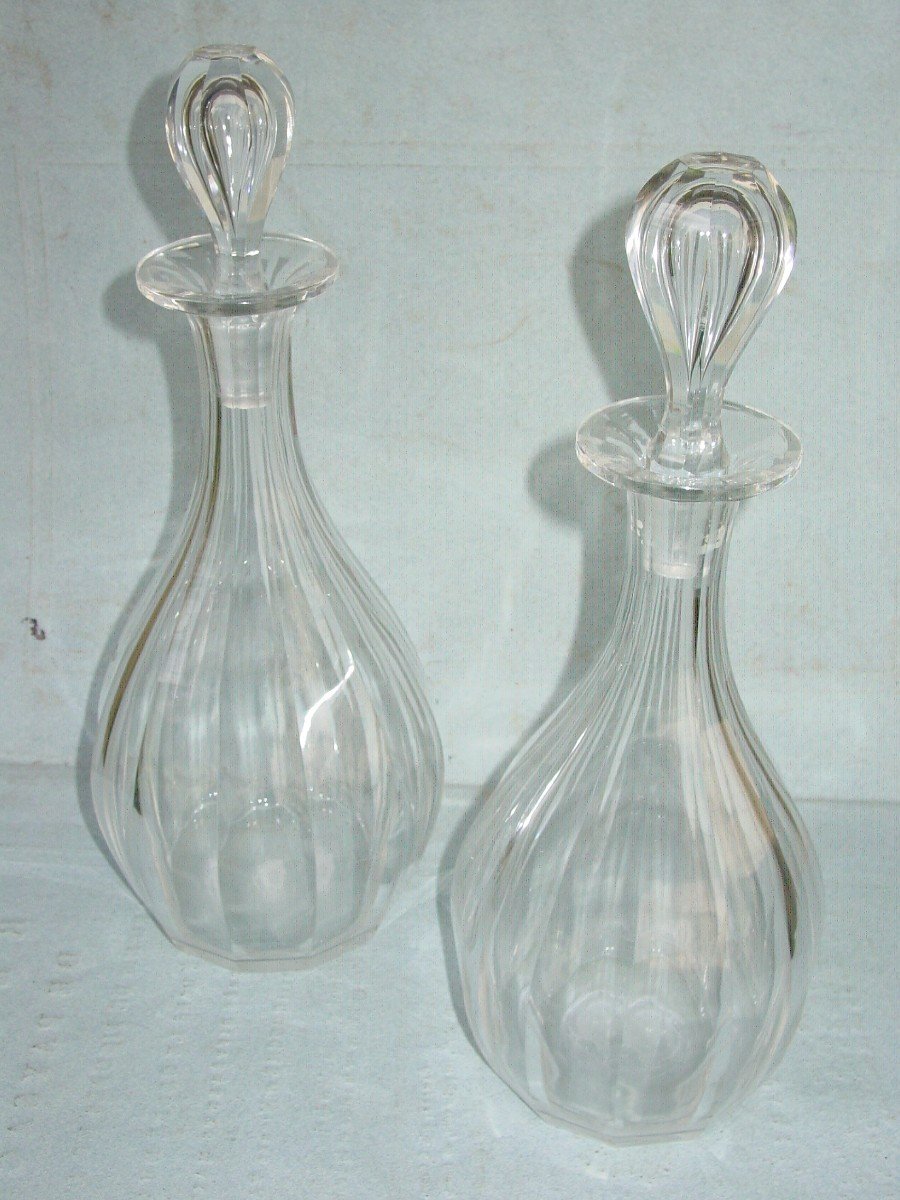 Pair Of Crystal Carafes From The 19th Century