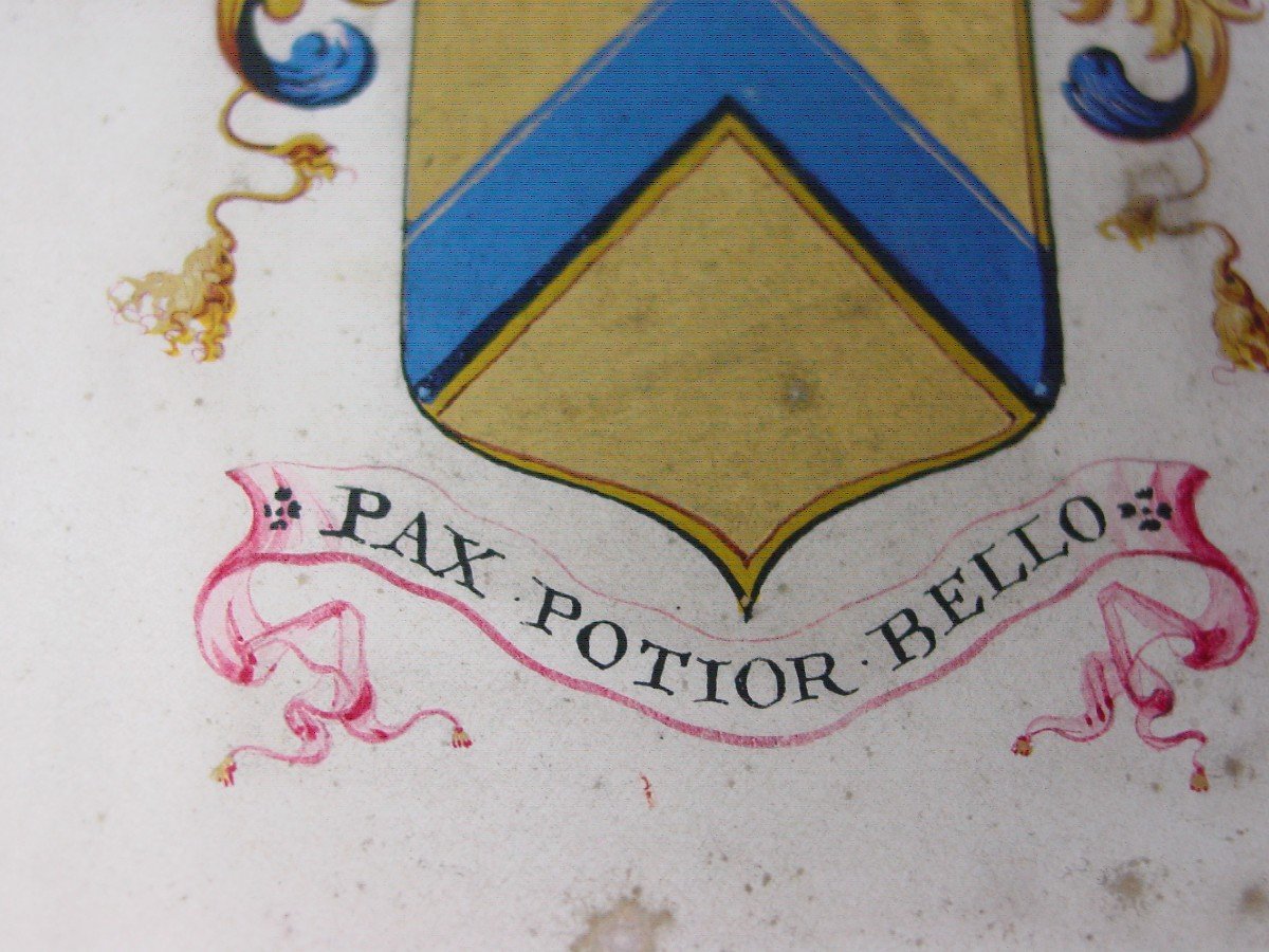 Armoiries Sur Parchemin Famille :"bastard De Kitley": "pax Potior Bello"-photo-3