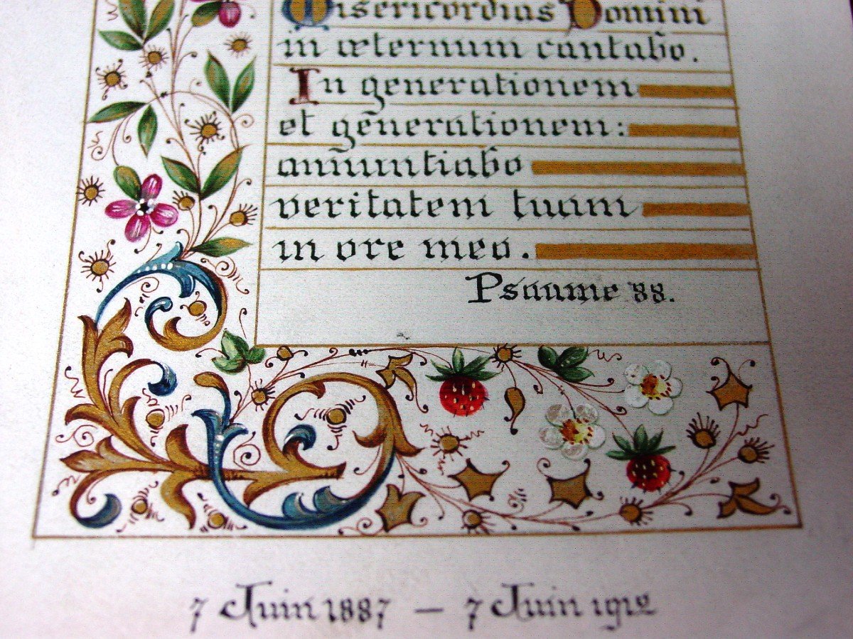 Psalm 41 & Psalm 88 Illumination From 1887 On Parchment-photo-3