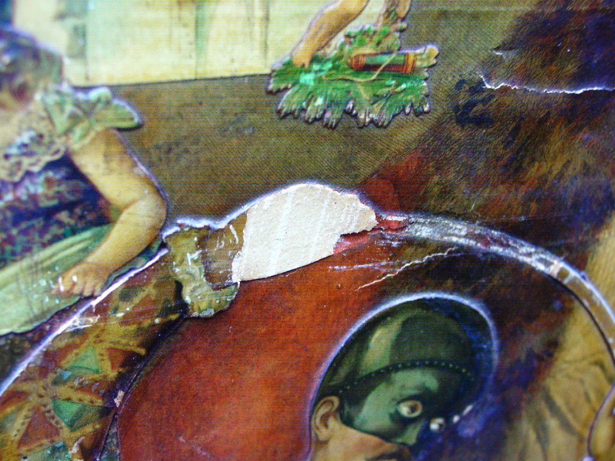 Screen (ht 153 X 210 Cm.) Victorian Decorated With Chromos 1880-1900-photo-6