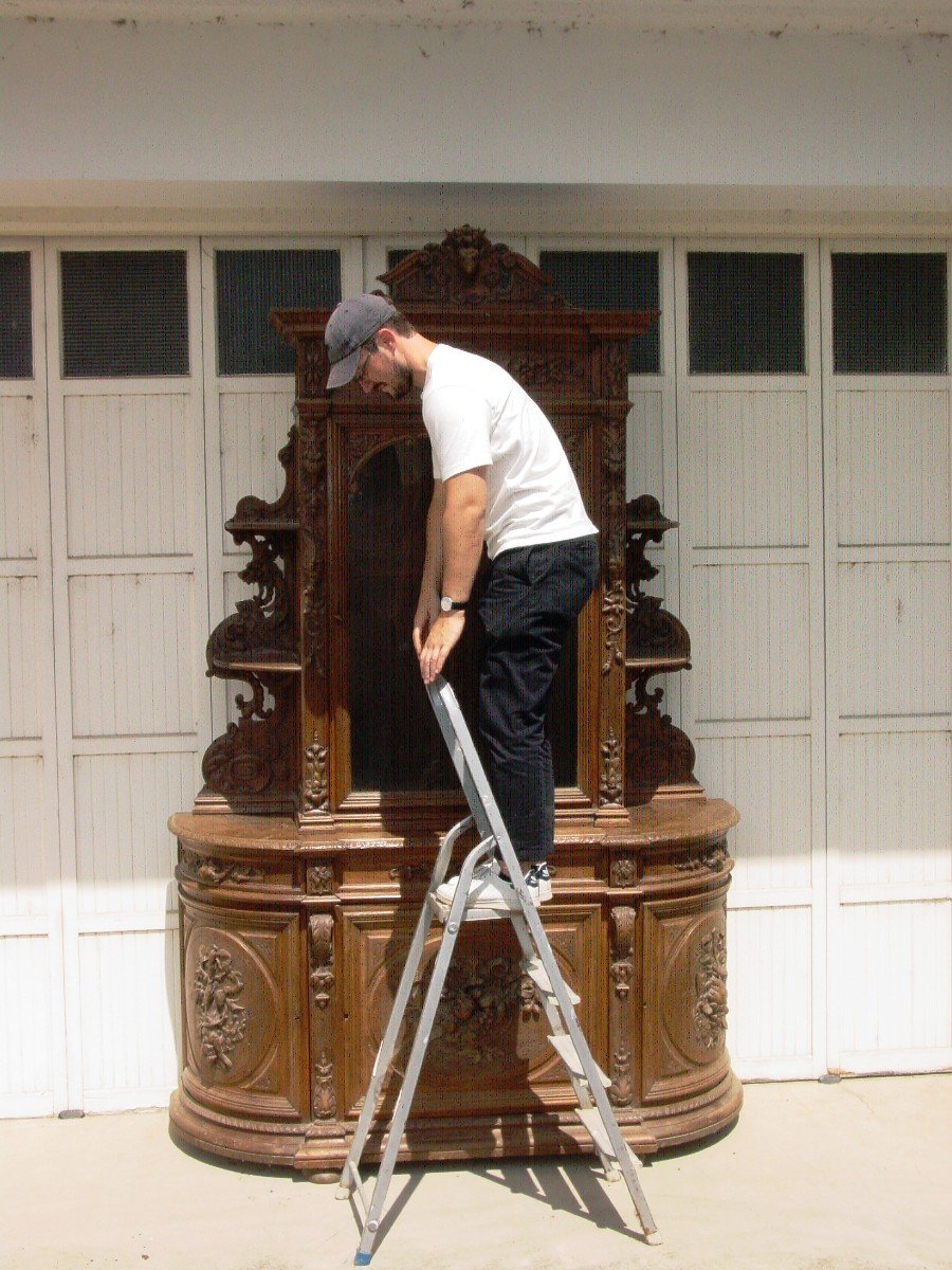 Napoleon III Sideboard Renaissance Style - Hunting - Black Forest -photo-6
