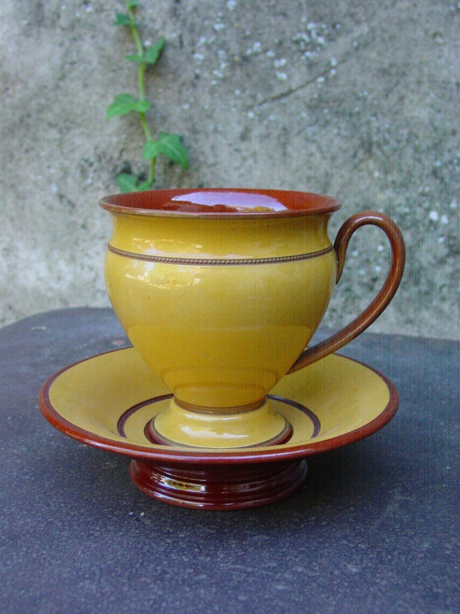 Large Chocolate Cup In Sarreguemines Around 1830-photo-3