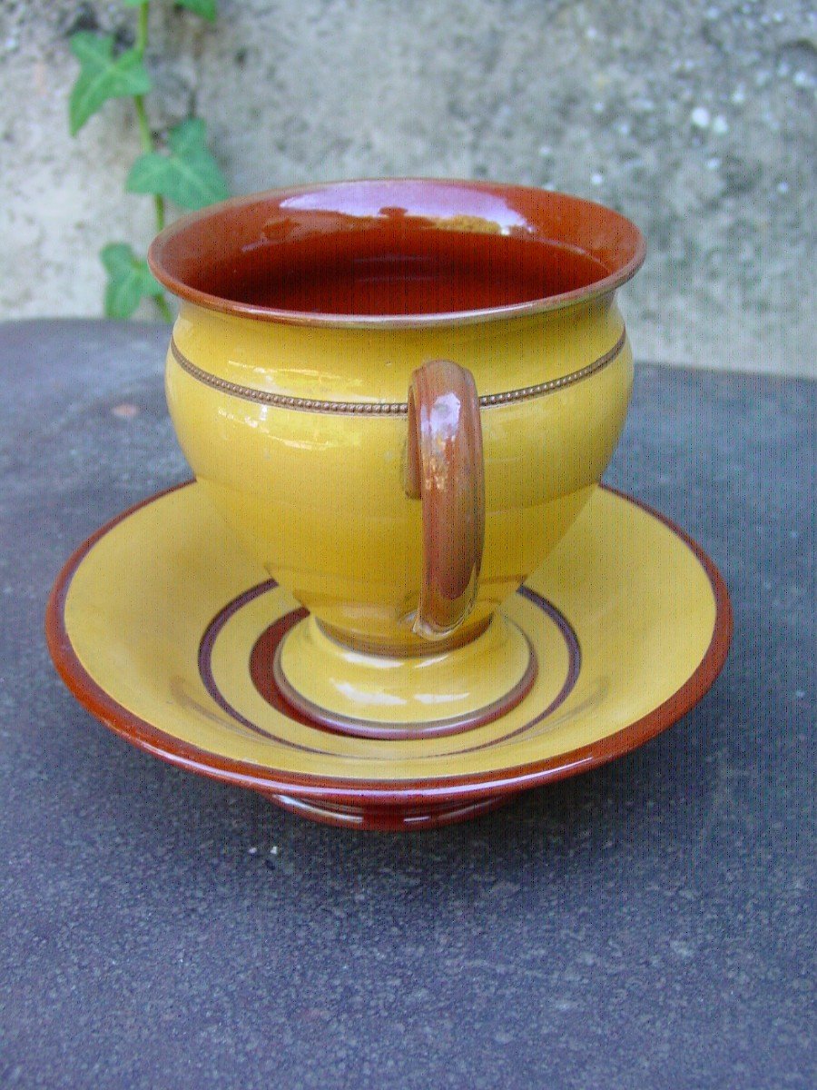 Large Chocolate Cup In Sarreguemines Around 1830-photo-4
