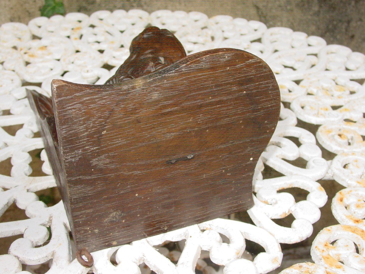 Shelf, Corner Wall Mounted Console In Carved Wood With A Goat's Head-photo-4