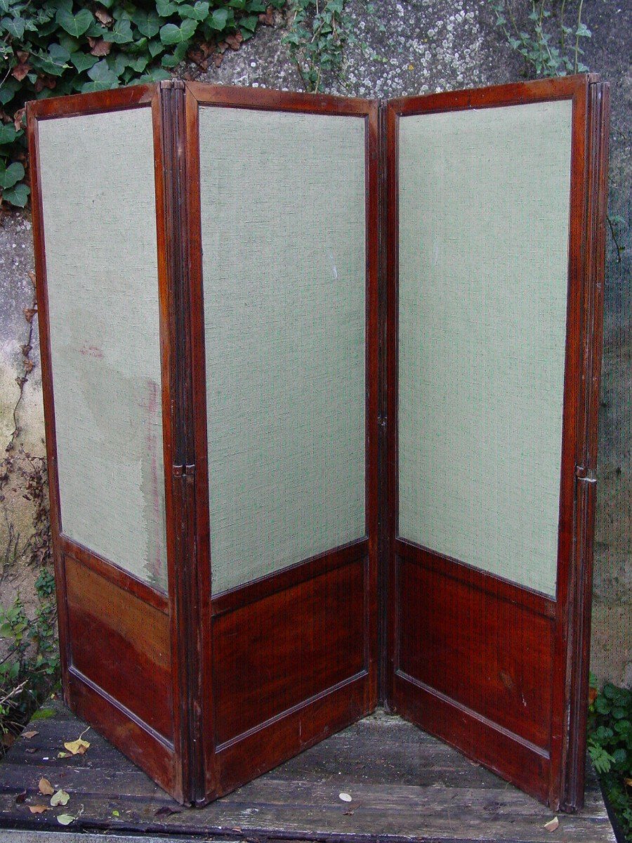 Screen (ht 157 X 195 Cm.) Mahogany 19th Century-photo-1