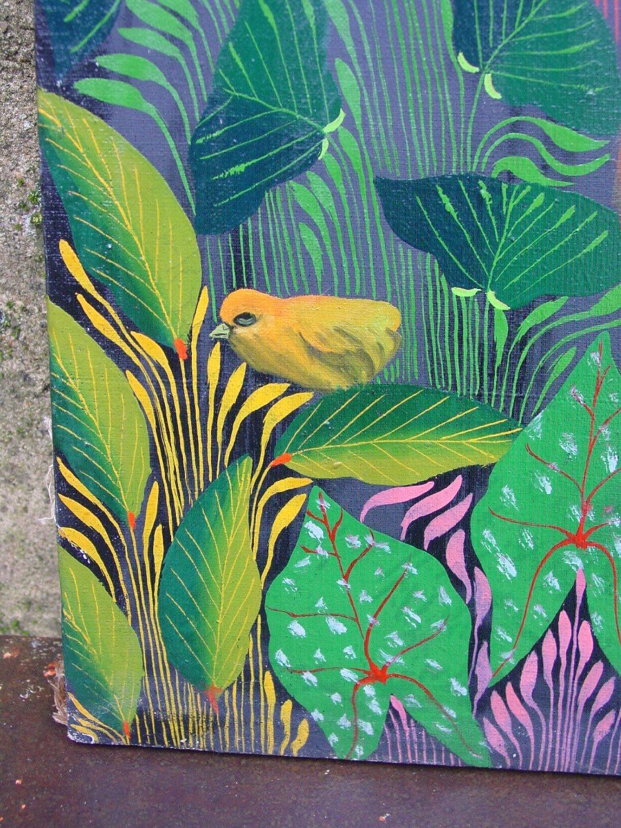 Alix-georges Calixtes ( 1943)  Acrylique Sur Toile Haïti Haïtien Naïf Naïve-photo-3