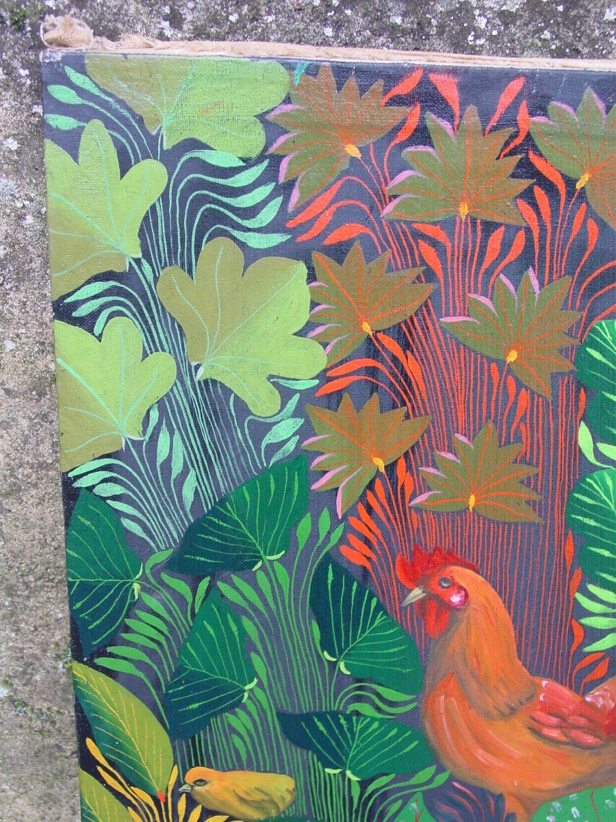 Alix-georges Calixtes ( 1943)  Acrylique Sur Toile Haïti Haïtien Naïf Naïve-photo-4