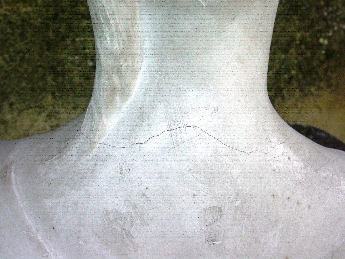 Buste (ht 48 Cm.) Femme De La Renaissance Plâtre Signé -photo-4