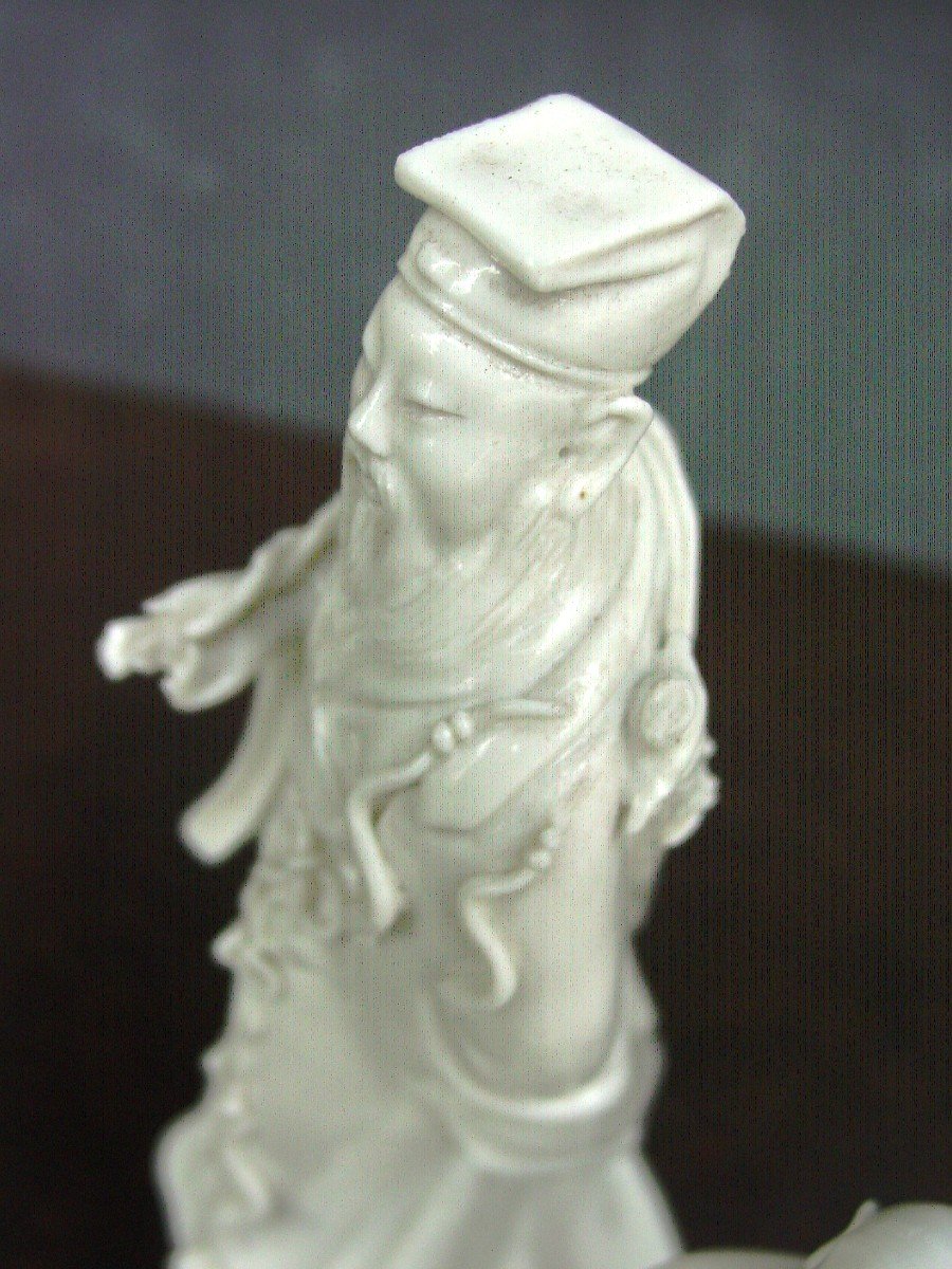 Groupe (16 X 11 X 5 Cm.) Blanc De Chine Fin 19ème-photo-1