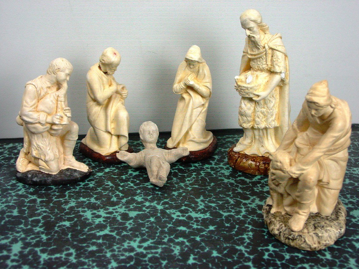 Nativity Scene Subjects Patinated Plaster 1900-20
