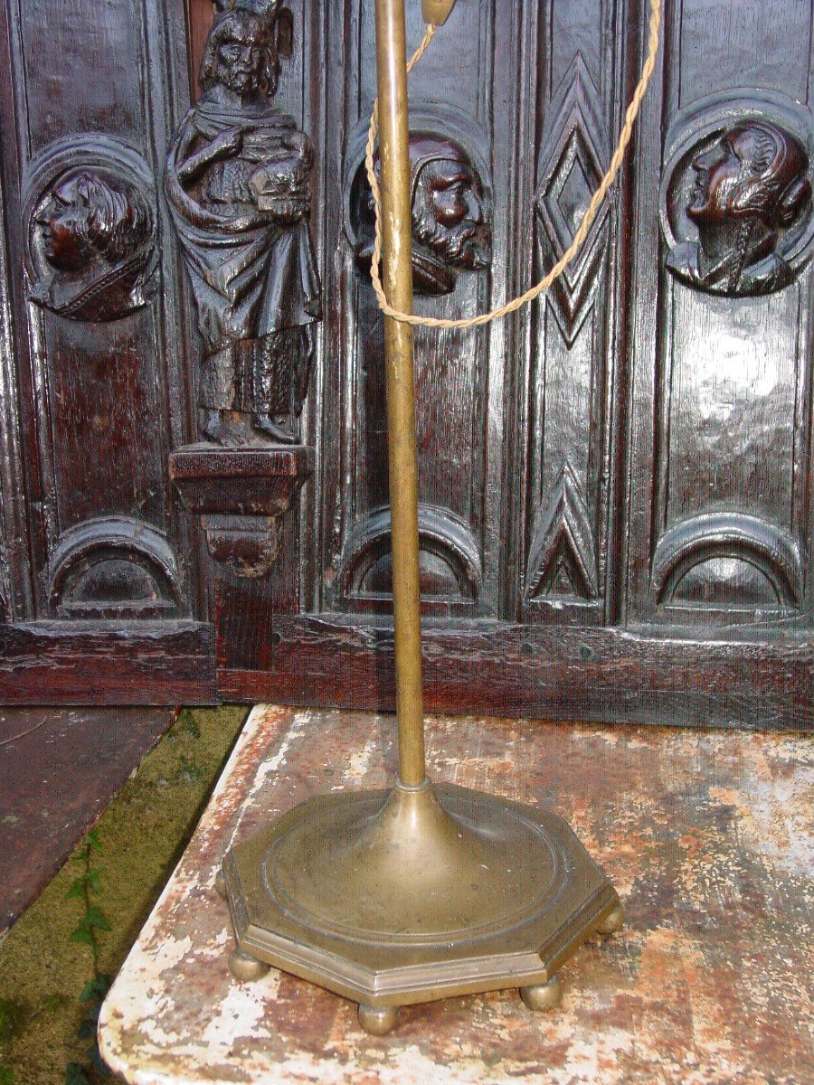 Grande Lampe En Bronze Type lampe à huile Florentine Vers 1920-photo-3