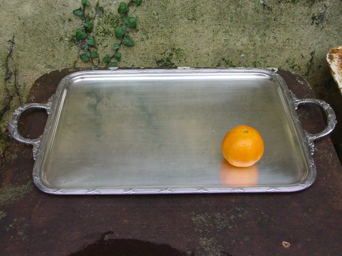 Silver Metal Tray 1900 Louis XVI Empire Style-photo-2