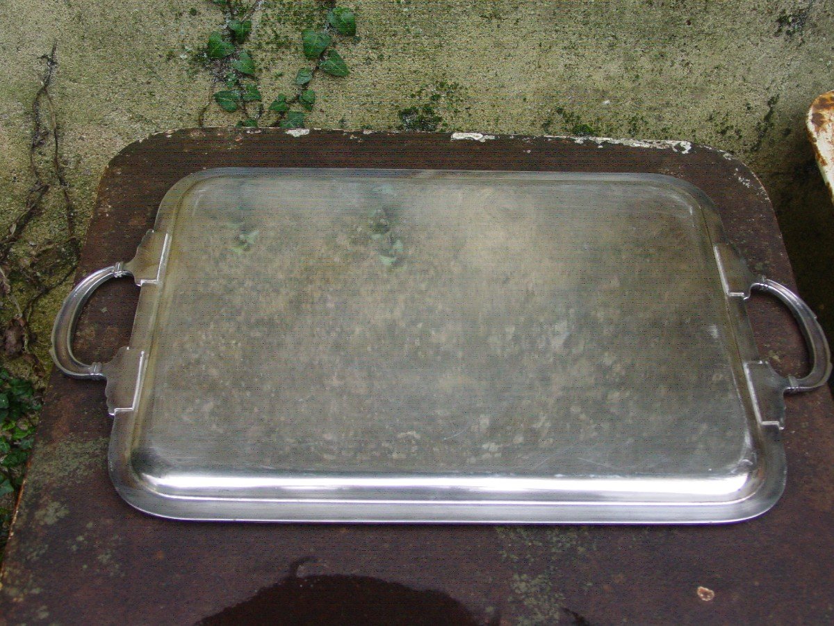 Silver Metal Tray 1900 Louis XVI Empire Style-photo-3