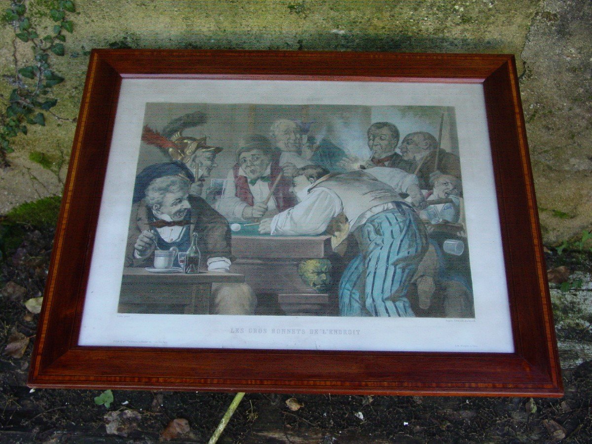 Billiards Lithograph: The Big Shots Of The Place" Well Framed 1900-photo-7