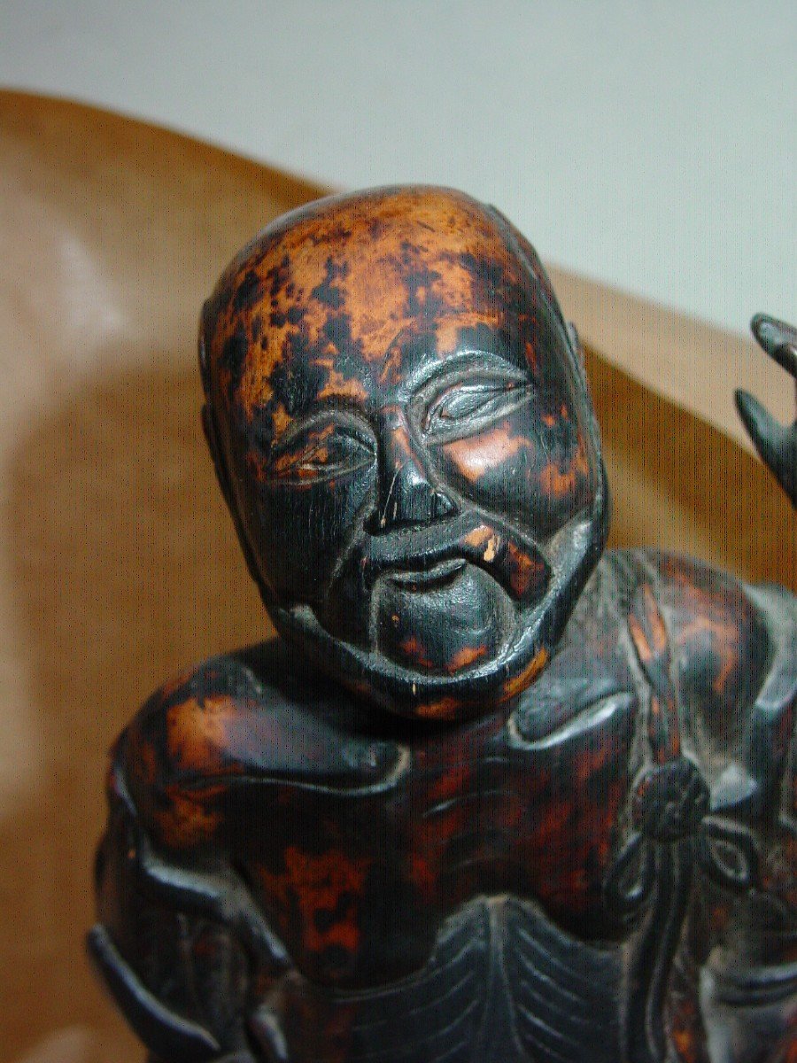 Japon, Chine Vieux Sage En Bois De Racine Sculpté 18-19ème Siècle-photo-2