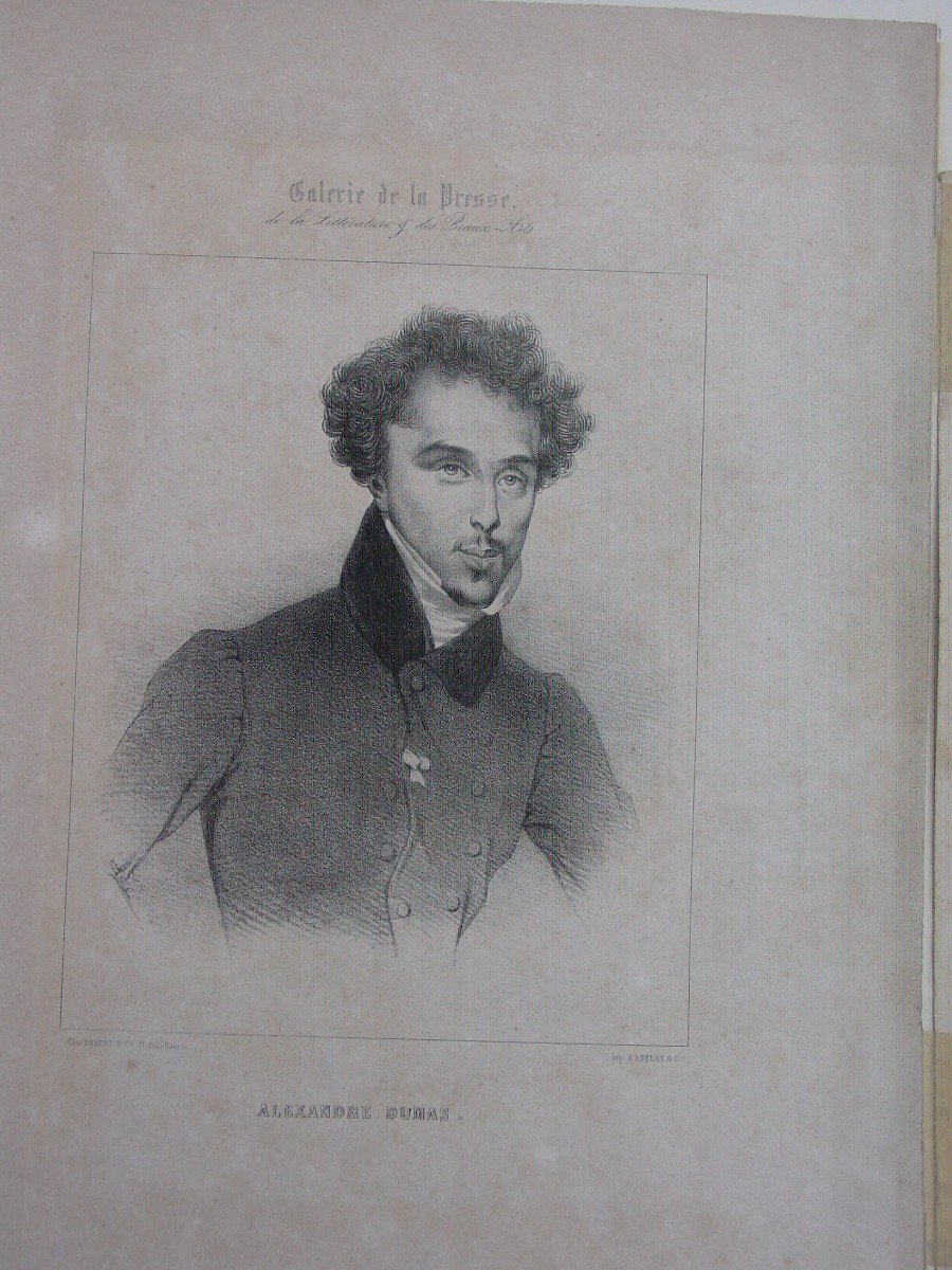 2 Lithographs 1830: A. Dumas - By A. Devéria - Press Gallery Portrait-photo-4