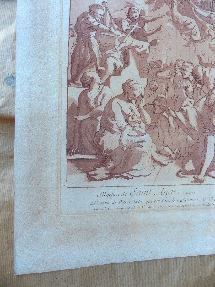 Martyrdom Of Saint-ange Carme Engraved By Caylus And Le Sueur 1729-photo-3