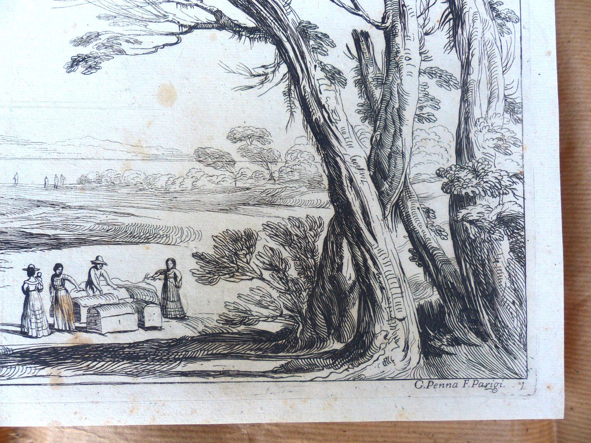 Jean Pesne (pène) (penna) Engraving 17th Italian Landscape?-photo-3