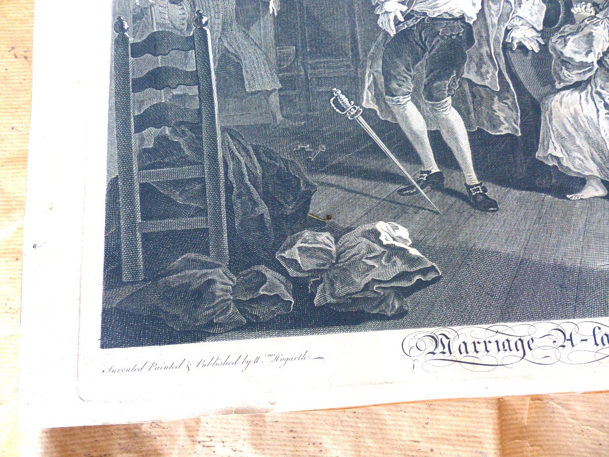 Rf Ravenet Engraving Marriage à La Mode d'Apres Hogarth 1745 Plate V-photo-2