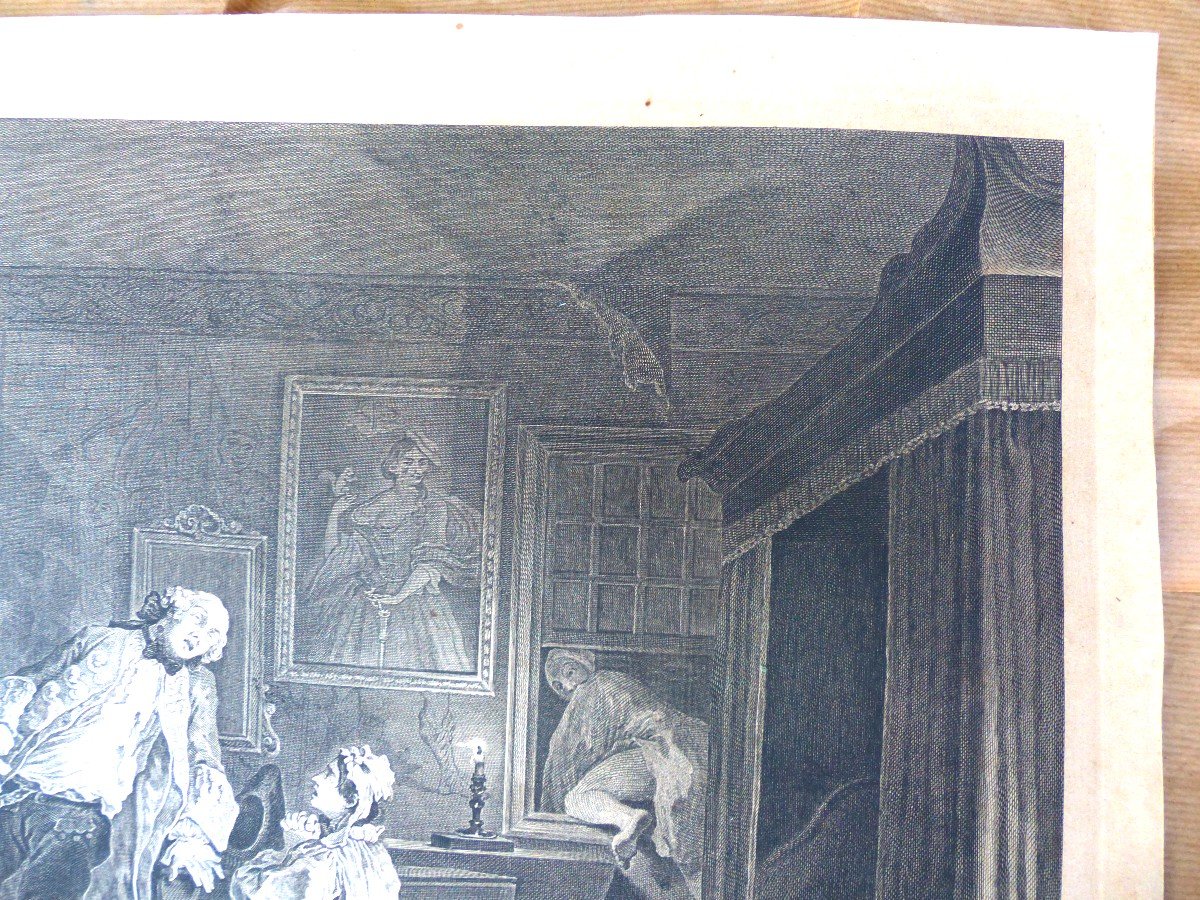 Rf Ravenet Engraving Marriage à La Mode d'Apres Hogarth 1745 Plate V-photo-1