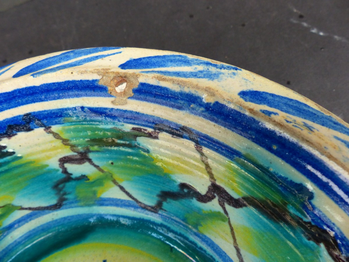 Seville Basin Dish Earthenware 19th Triana Lebrillo-photo-2