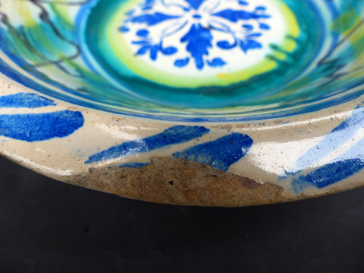Seville Basin Dish Earthenware 19th Triana Lebrillo-photo-3