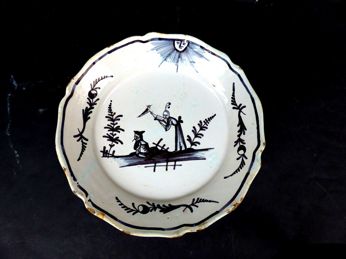 Assiette Nevers 18ème Chinois Manganèse