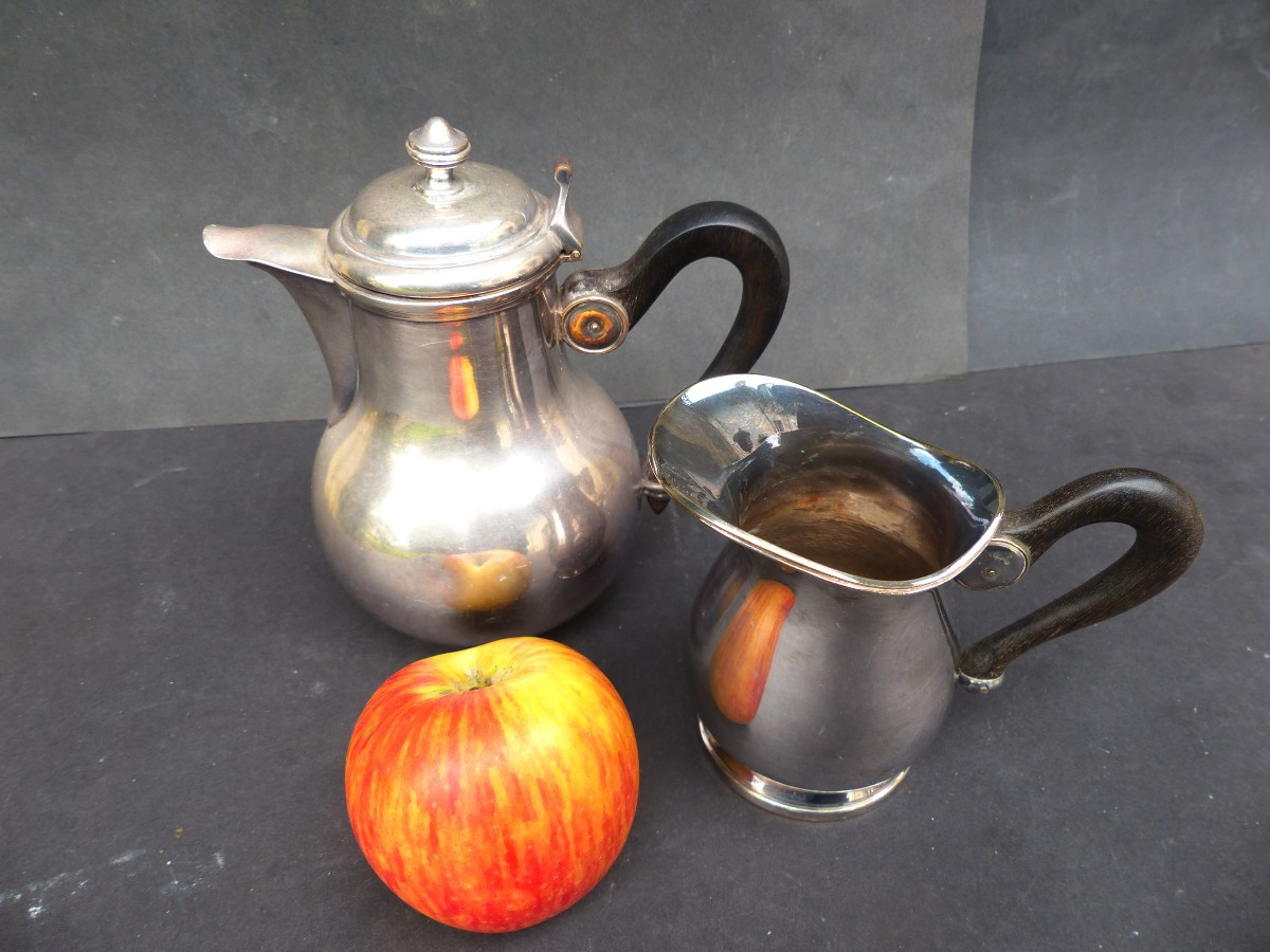 Gallia Teapot & Cream Jug Silver Metal-photo-2