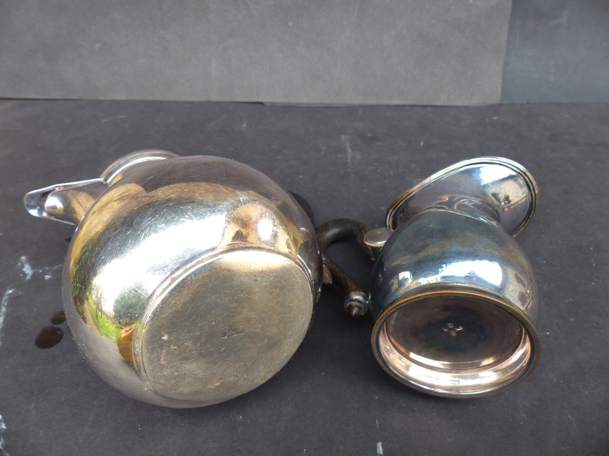 Gallia Teapot & Cream Jug Silver Metal-photo-3