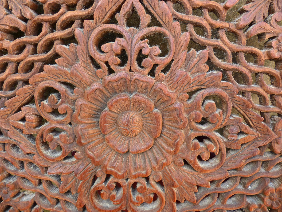 Inde Deux Panneaux De Boiserie. Vers 1900-photo-4