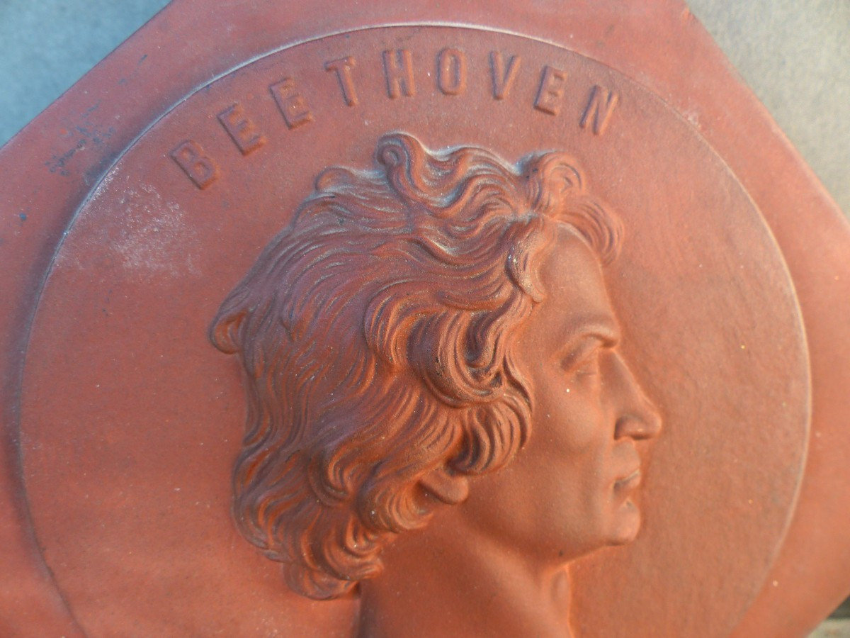 Médaille Terre Cuite Du 19ème Beethoven goût J. B. Nini-photo-2